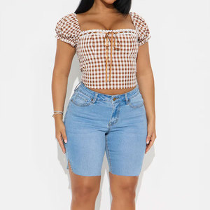 100% Breathable <b>Material</b> Made Women <b>Denim</b> Shorts / Regular Length Reasonable Price Women <b>Denim</b> Shorts MADE By pakistan - Product Image 3