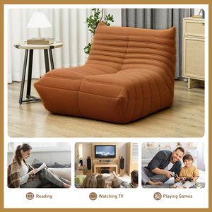 Sillón de Piso de Felpa Marrón con Respaldo Acolchado, Silla de Meditación para Dormitorio o Sala de Estar - Product Image 6
