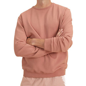 เสื้อสเวตเชิ้ตแขนยาวคอกลมสีชมพูอมเทาสำหรับผู้ชาย ผ้าฟลีซเรียบ  รับทำโลโก้ตามสั่ง  OEM ODM ขายส่งเสื้อผ้า - Product Image 1