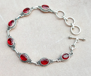 Natural <b>Red</b> Garnet 925 Sterling Silver Adjustable <b>Bracelet</b> Handmade Gemstone Jewelry Elegant Birthstone <b>Bracelet</b> - Product Image 2