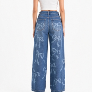 Jeans de Mezclilla para Mujer, Color Personalizado, Transpirables, de Cintura Alta, Pierna Ancha, Elegantes, Cómodos, Modernos, de Primera Calidad, para Uso Diario - Product Image 2