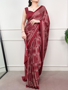 Indian Traditional Ethnic Casual Satin Silk <b>Saree</b> in Digital Print for Daily Wear and Festive Function for Women Fancy Outfit - Product Image 2