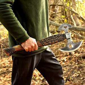 Hacha Vikinga Personalizada de Grado Industrial Hecha a Mano, Forjada en Acero al Carbono, Regalo para Padrinos de Boda, Hacha Vikinga con Hoja de Acero al Carbono y Cuero - Product Image 2