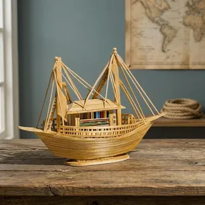 Maqueta de Barco de Madera Hecha a Mano |   Decoración Náutica Artesanal para el Hogar, la Oficina, Decoración de Mesa y Regalos - Product Image 6