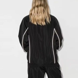 Custom <b>Reflective</b> Windbreaker Tracksuit Set Women's Black Sportswear Lightweight <b>Running</b> Fitness Activewear OEM Wholesale - Product Image 2