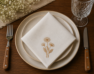 White Floral Embroidered <b>Cloth</b> Napkin Square Dinner <b>Table</b> Napkin Decorative Dining <b>Linen</b> for Wedding Party - Product Image 1