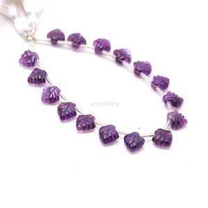 AAA Purple Amethyst Leaf Shape Gemstone Beads Hand Carved Natural Amethyst Carving Beads For Jewelry Making Loose Gemstone Bead - Product Image 4