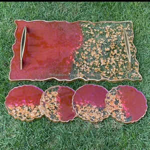 High Quality Resin Epoxy Tray for <b>Home</b> Living <b>Decor</b> Coastal Design Style Handicraft Metal Technique for Housewarming <b>Gifts</b> - Product Image 3