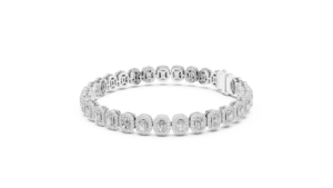 Pulsera Clásica con Diamante Radiante Cultivado en Laboratorio y Halo, Cierre Oculto, Oro Blanco Sólido de 18K, Bañado en Rodio, Ideal para Regalo y Fiestas - Product Image 4