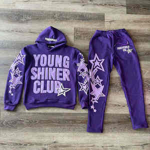 Ensemble de survêtement pour homme OEM Tech Fleece coupe classique, style Hip Hop, brodé et sérigraphié, 100% coton, comprenant un pantalon de survêtement et un sweat à capuche - Product Image 2