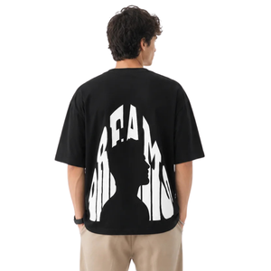 T-shirt graphique oversize pour homme, col rond, manches courtes, imprimé au dos, coupe ample, streetwear décontracté, vente en gros, vêtements de mode personnalisés, haut - Product Image 2