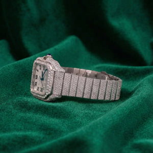 Reloj Cuadrado Automático de Lujo con Moissanita y Diamantes, Esfera Romana, Acero Inoxidable, Zafiro, Resistente al Agua - Product Image 2