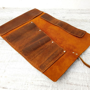 Porte-crayons en cuir de qualité supérieure, organiseur d'outils de dessin, logo personnalisé, accessoire d'artiste personnalisé, prix de gros - Product Image 4