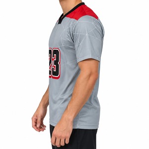 Maillot de lacrosse gris et rouge à col en V pour homme, numéro 23, imprimé par sublimation, évacuation de l'humidité, manches courtes, coupe classique, vêtements pour adultes - Product Image 6