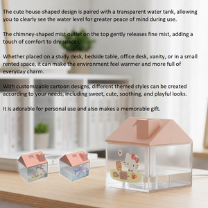 Custom Cartoon Printed House-Shaped Desktop <b>Humidifier</b> with 7-Color Night Light & USB Power - Product Image 3
