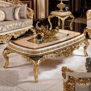 Juego de Sofás Acolchados Victorianos Ajustables de Lujo y Ecológicos, con Marco de Madera Tallada en Dorado, Respaldo Acolchado y Cubierta de Terciopelo para Sala de Estar - Product Image 3