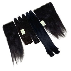 Cheveux humains vietnamiens bruts de haute qualité, noir naturel, mèches doubles, extensions à trame machine et frontal HD 13x6 - Product Image 1