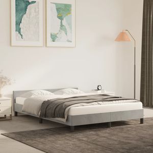โครงเตียงหุ้มเบาะสีเทาอ่อนพร้อมหัวเตียง - Product Image 1