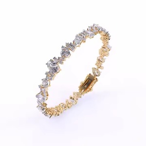 Handmade Seven Wonders Bracelet 18k White Gold Chain Moissanite Bracelet <b>Bangle</b> Diamond Bracelet Gift for - Product Image 2