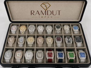 Montre à quartz en alliage ton or rose RAMDUT IMPEX avec incrustation de diamants, chiffres romains, verre, bracelet 20 mm, fermoir caché, étanche 3 ATM, tendance - Product Image 3