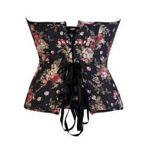 Breathable Women's <b>Plus</b> <b>Size</b> Long Corset <b>Top</b> with Embroidery & <b>Sequined</b> Decoration Denim Fabric Quick Dry - Product Image 2