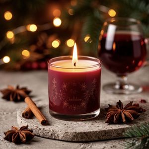 Vela morada con aroma a lavanda en frasco de vidrio redondo para decoración del hogar - Product Image 4