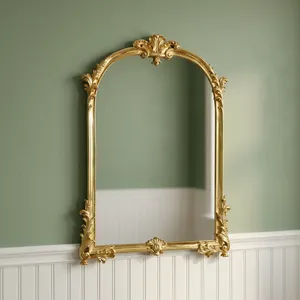 Vintage Gold Arched <b>Wall</b> <b>Mirror</b> with Ornate Floral Carved Frame Decorative <b>Mirror</b> for Living Room Bedroom Hallway Decor - Product Image 1
