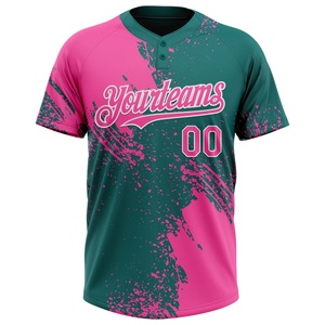 Featured Pink Teal Softball Jersey <b>Paint</b> Splash Design 100% Polyester Bird Eye Mesh Custom Logo Team Name Player <b>Number</b> OEM - Product Image 1