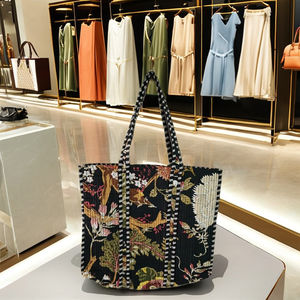 Sac fourre-tout à bandoulière en coton pur 100% fait main, grand, style bohème, matelassé, sacs rayés pour femmes, longue poignée, sac de rangement pour fête, sacs Rajasthani - Product Image 4