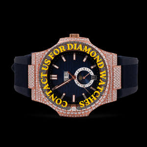 Montre au design attrayant avec boîtier carré, sertissage clos, diamant Moissanite, date automatique et cadran chronographe, bracelet en caoutchouc noir - Product Image 1
