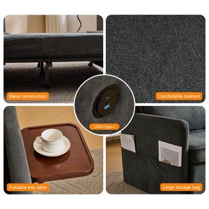 Canapé-lit convertible 3-en-1 pour adulte avec table pliante pratique et port USB Type-C, fauteuil-lit escamotable - Product Image 1