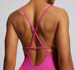 Mono de yoga de una pieza para chicas altas, con efecto fruncido en los glúteos, pantalones acampanados, ropa deportiva con logo personalizado - Product Image 3