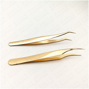 Customizable Gold Eyelash Tweezers Stainless Steel Pointed Tip Private Label OEM Lash Extension <b>Precision</b> <b>Tool</b> - Product Image 2