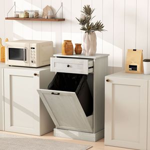 Mobile da Cucina Grigio Indipendente con Cestino Ribaltabile e Cassetto per Stoccaggio - Product Image 2