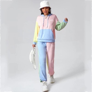Oem New Design Customized Logo Hooded 100% Cotton Ladies Jogger 2-piece Fitness Clothing Sweat Track Suits Womens Tracksuits - Product Image 2
