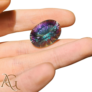 Topacio Místico Natural tallado con corte láser cóncavo, talla en intaglio, piedra preciosa suelta para fabricación de joyas, venta al por mayor, ovalado - Product Image 5