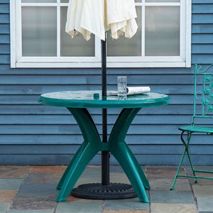 Tavolo Bistrot Pieghevole Moderno in Alluminio per Esterni con Foro per Ombrellone per Pranzo in Giardino - Product Image 2