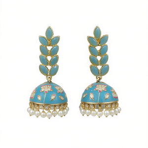 Boucles d'oreilles Jhumka florales de qualité supérieure JeweleMarket avec perles, boucles d'oreilles pendantes tendance - Product Image 2