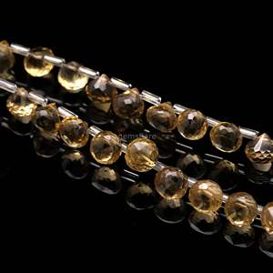 Perles de quartz citron naturel facettées en forme d'oignon 7-9MM, perles de pierre précieuse de quartz citron facettées en forme de goutte pour la fabrication de bijoux, vente en gros en vrac - Product Image 5