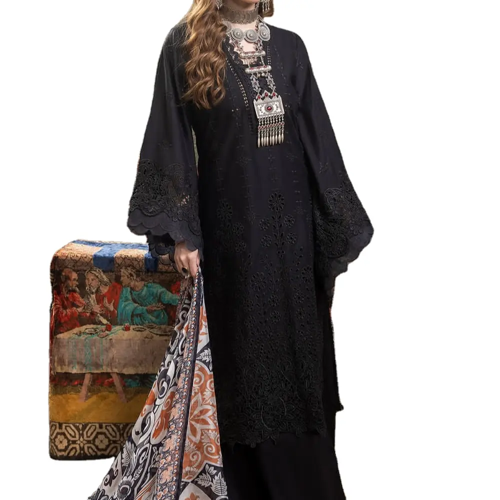 Afghani tradicional pakistaní más Kurta de estilo árabe con Dupatta impreso digital Una mezcla perfecta para ropa informal y de fiesta