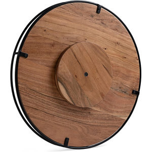 Circular Wood Ottoman Tray <b>Matte</b> Black Iron Wire Rim Coffee <b>Table</b> Decorative Tray - Product Image 2