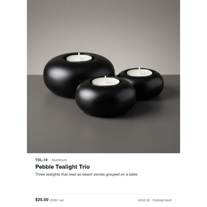 Sand Cast Aluminium <b>Tealight</b> <b>Holders</b> Set of 3-Oxidised Black Pebble Stone Design High Quality Table Decor - Product Image 2