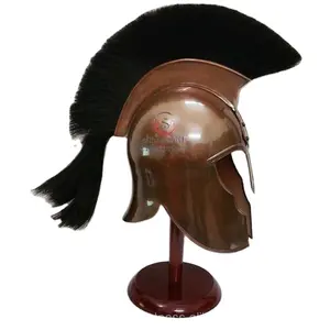 中世纪骑士特洛伊特洛伊装甲头盔黑色羽流收藏品骑士可穿戴万圣节电影装甲服装