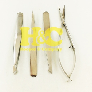 Juego de pinzas y tijeras para cejas plateadas de acero inoxidable, sostenible, con 3 pinzas y 1 tijera - Product Image 6