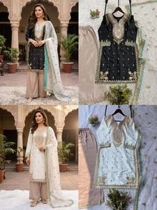 <b>TOP</b> PLAZZO DUPATTA CRAPE SILK SEQUNCE EMBROIDERY WORK SUIT - Product Image 2