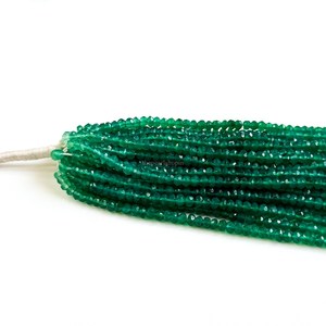 Cuentas facetadas de ónix verde natural de alta calidad, hilo de piedras preciosas de ónix verde degradado de 3.5 mm y 13 pulgadas para la fabricación de joyería. - Product Image 3