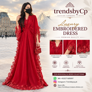 Comfortable Modest Women's Velvet <b>Kaftan</b> Ball Gown Adults Red Color Vintage Lace Sequin Embroidery Floor-Length Evening <b>Dress</b> - Product Image 5