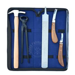 Kit de Herramientas de Herrador Personalizado con Martillo para Clavos, Alicates para Pezuñas Negros de 12 pulgadas, Lima de Doble Cara y Juego de Cuchillas Curvas para Pezuñas con Hoja en D - Product Image 1