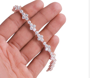 Rose Gold Plated Star Pattern <b>Crystal</b> Tennis <b>Bracelet</b> Women's Classic Style Jewelry Gift - Product Image 3
