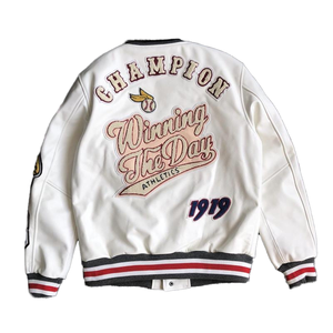 Chaqueta Varsity de Invierno para Hombre y Mujer, Diseño Vintage con Parches, Lana y Cuero, Resistente al Viento - Product Image 2